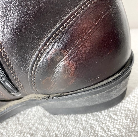 Vintage Burgundy Leather Western Style Round Toe Ankle Boots 7.5 - Picture 12 of 15